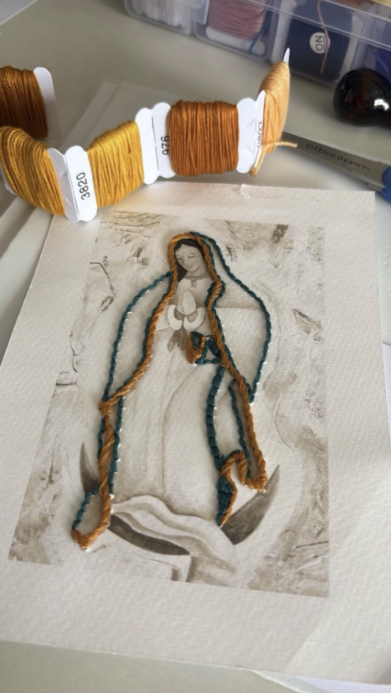 Cuadro bordado religioso
